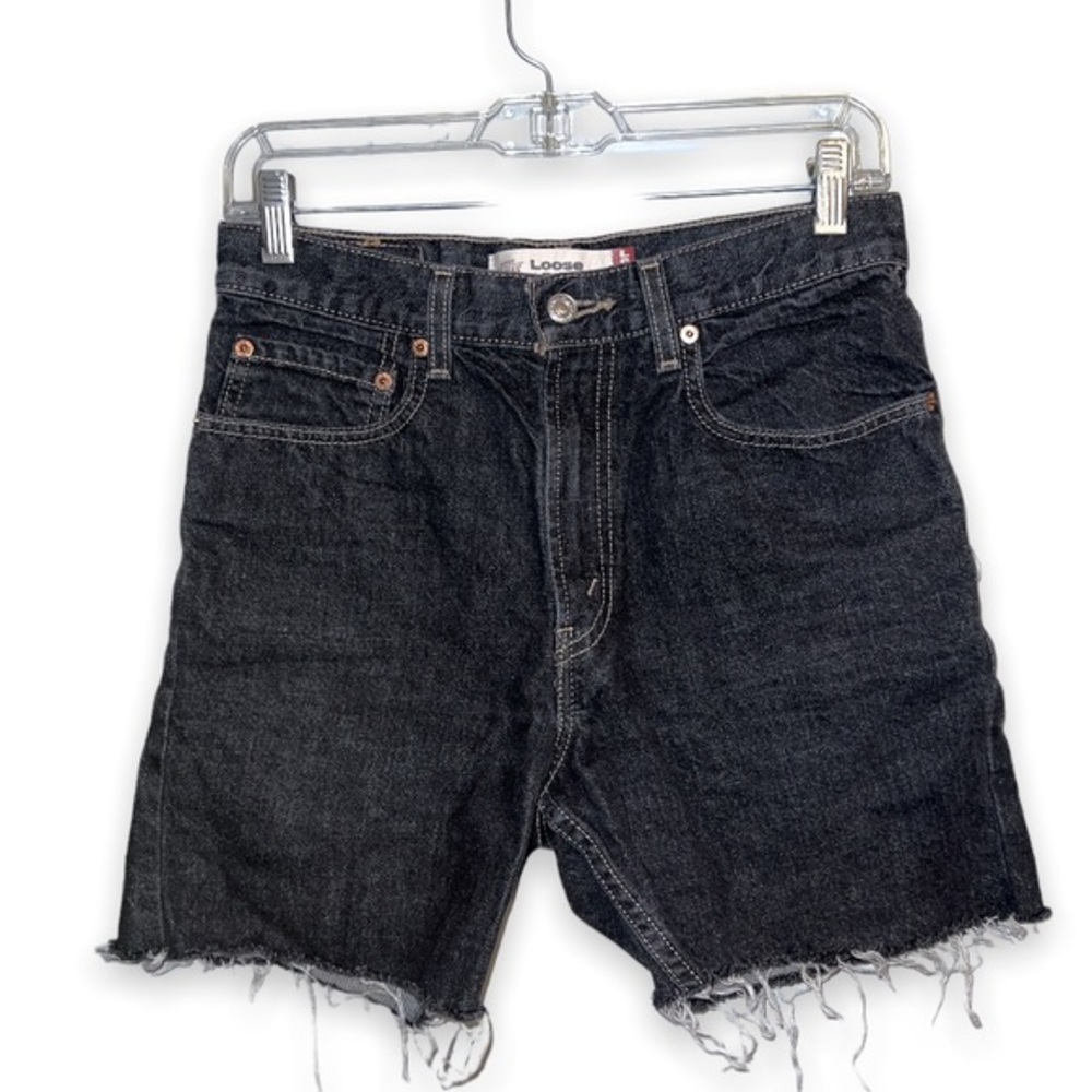Levi’s 569 Loose Straight cut off shorts Highwaisted distressed raw edge Sz 27